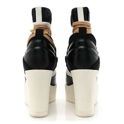 Chanel Patent Calfskin Runway Wedge Short Platform Boots 39.5 Black White Beige 4 of 12