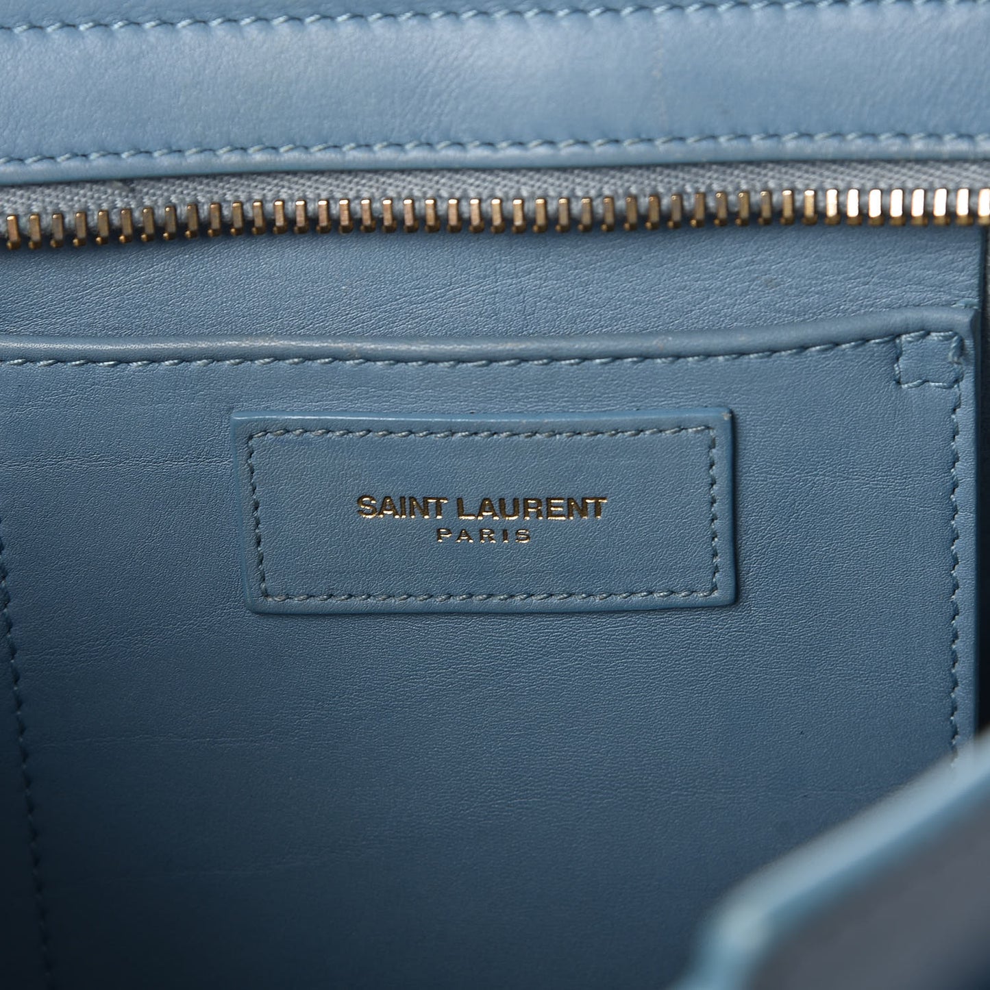Calfskin Small Classic Y Cabas Blue Glacier