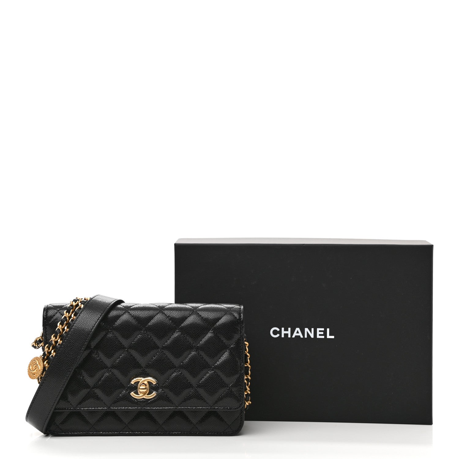 Chanel Caviar Quilted Twist Your Buttons Wallet On Chain WOC Black 12 of 12