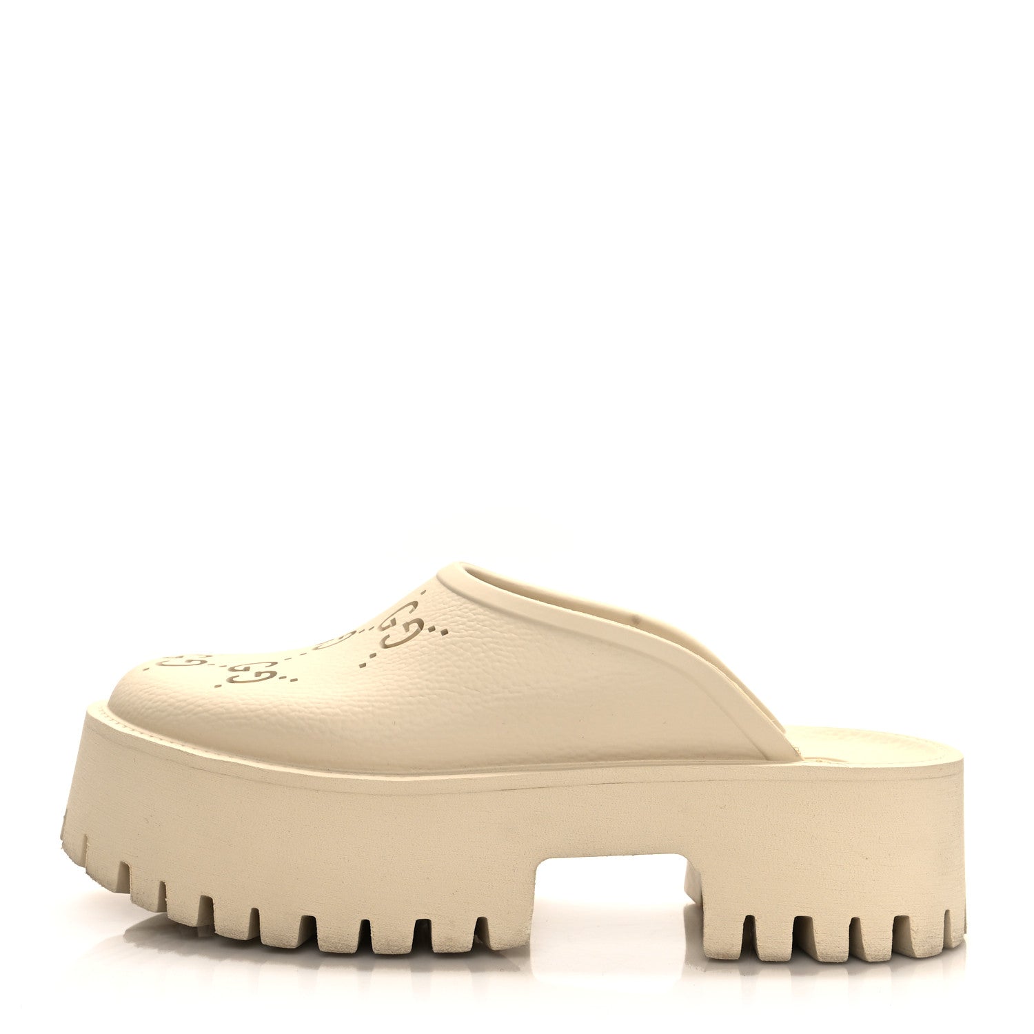 Gucci Rubber GG Monogram Perforated Elea Platform 55mm Lug Sole Sandals 36 Mystic White 1 of 13