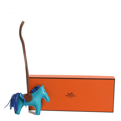 Hermes Milo Lambskin Grigri Rodeo Horse Bag Charm PM Bleu Azteque Bleu Electrique Fauve 3 of 4
