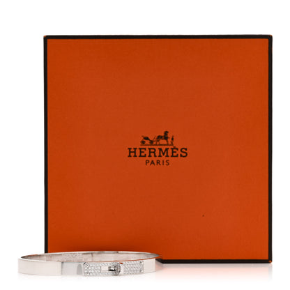 Hermes 18K White Gold Diamond PM Kelly Pave Bracelet ST 4 of 4