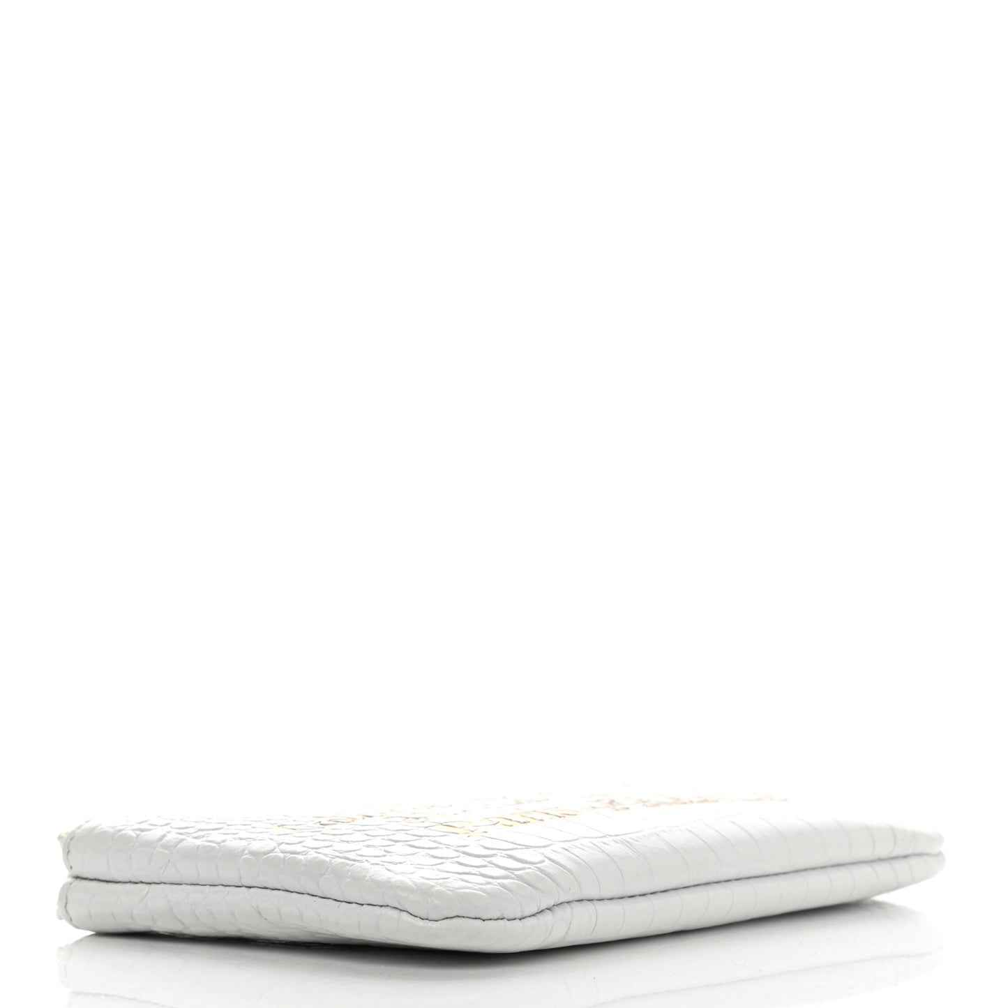 Calfskin Crocodile Embossed Cocodile Cosmetic Case White Gold