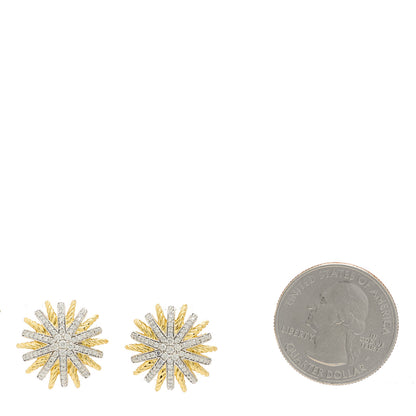 David Yurman 18K Yellow Gold Diamond 18mm Starburst Earrings 2 of 4