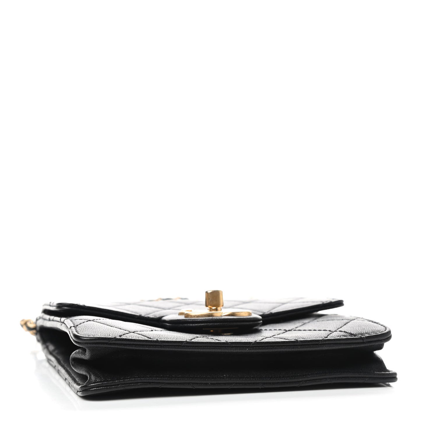 Lambskin Quilted Chic Pearls Flap Black
