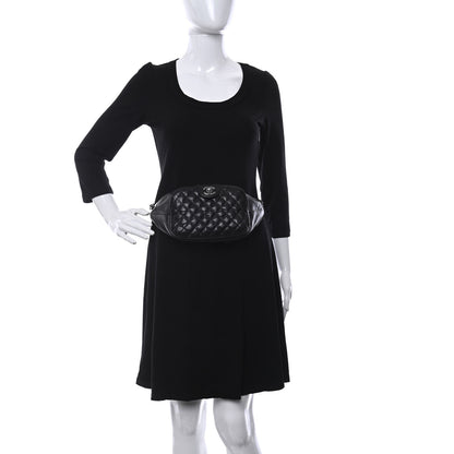 Chanel Crumpled Calfskin Quilted Casual Rock Waist Bag Fanny Pack Black 2 of 10