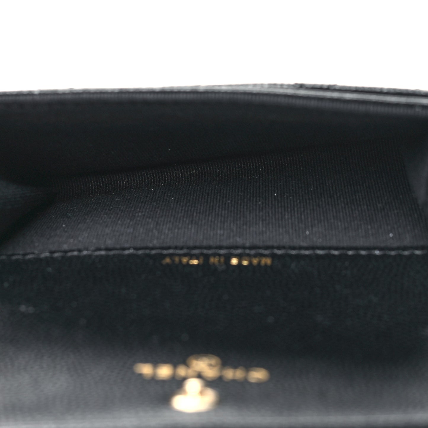 Caviar Quilted Crystal CC Flap Card Holder Black