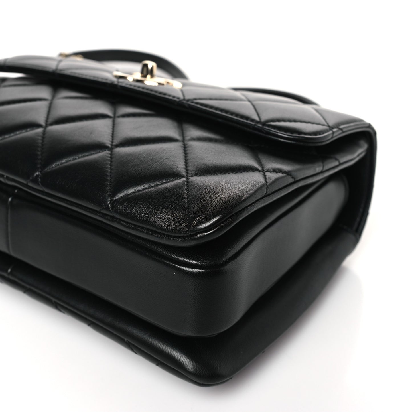Lambskin Quilted Small Trendy CC Dual Handle Flap Bag Black