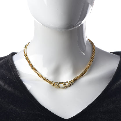 Christian Dior Crystal Interlocking Necklace Gold 2 of 8