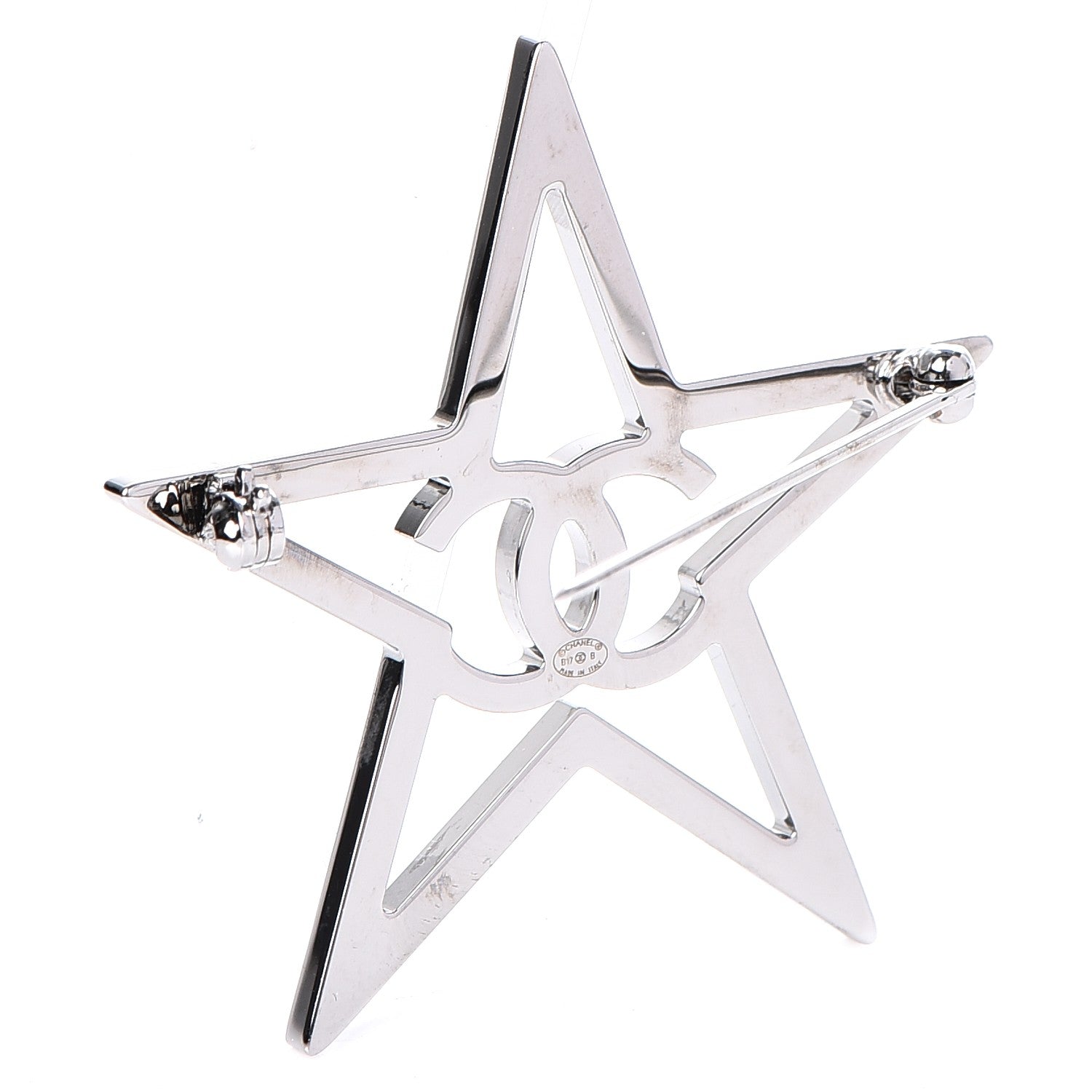 Chanel Ruthenium Crystal Star CC Brooch Blue 3 of 5