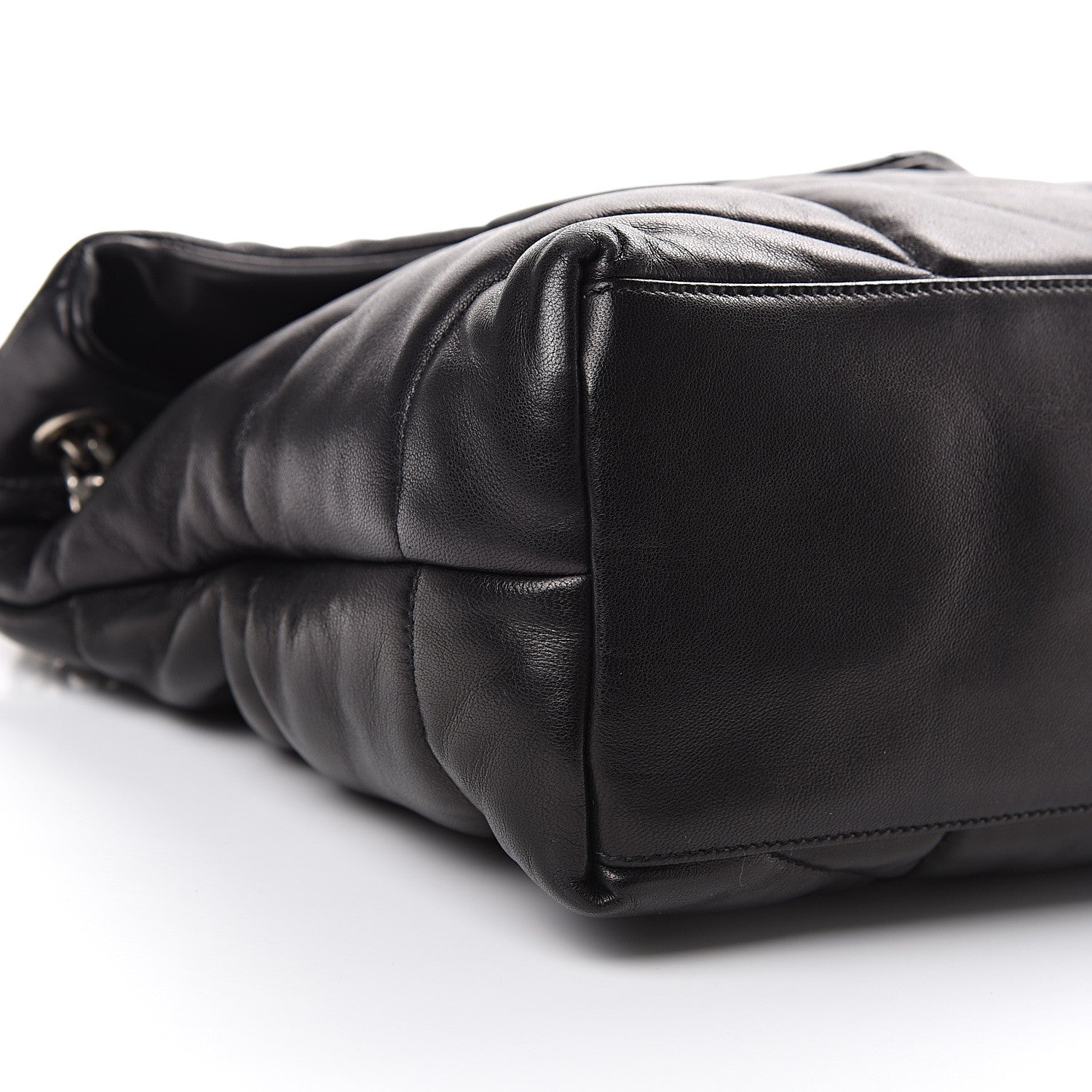 Saint Laurent Lambskin Quilted Medium Loulou Puffer Monogram Chain Satchel Black 9 of 11
