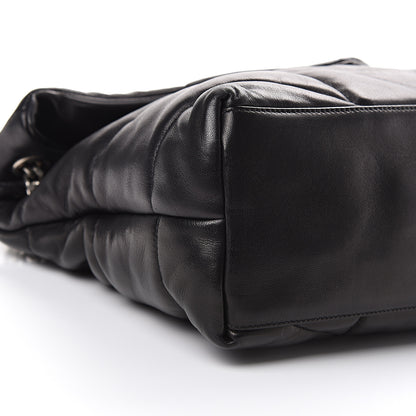 Saint Laurent Lambskin Quilted Medium Loulou Puffer Monogram Chain Satchel Black 9 of 11