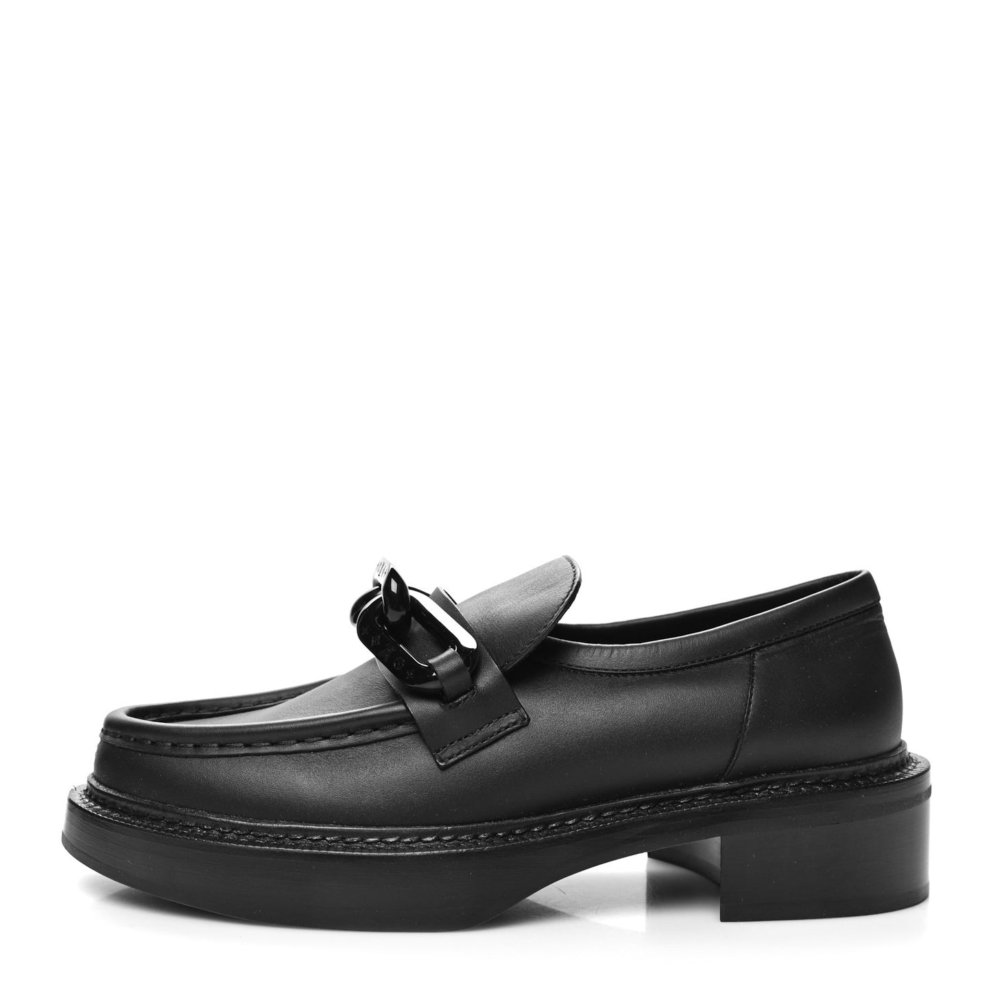 Calfskin Oversized Chain Academy Loafers 39 Black