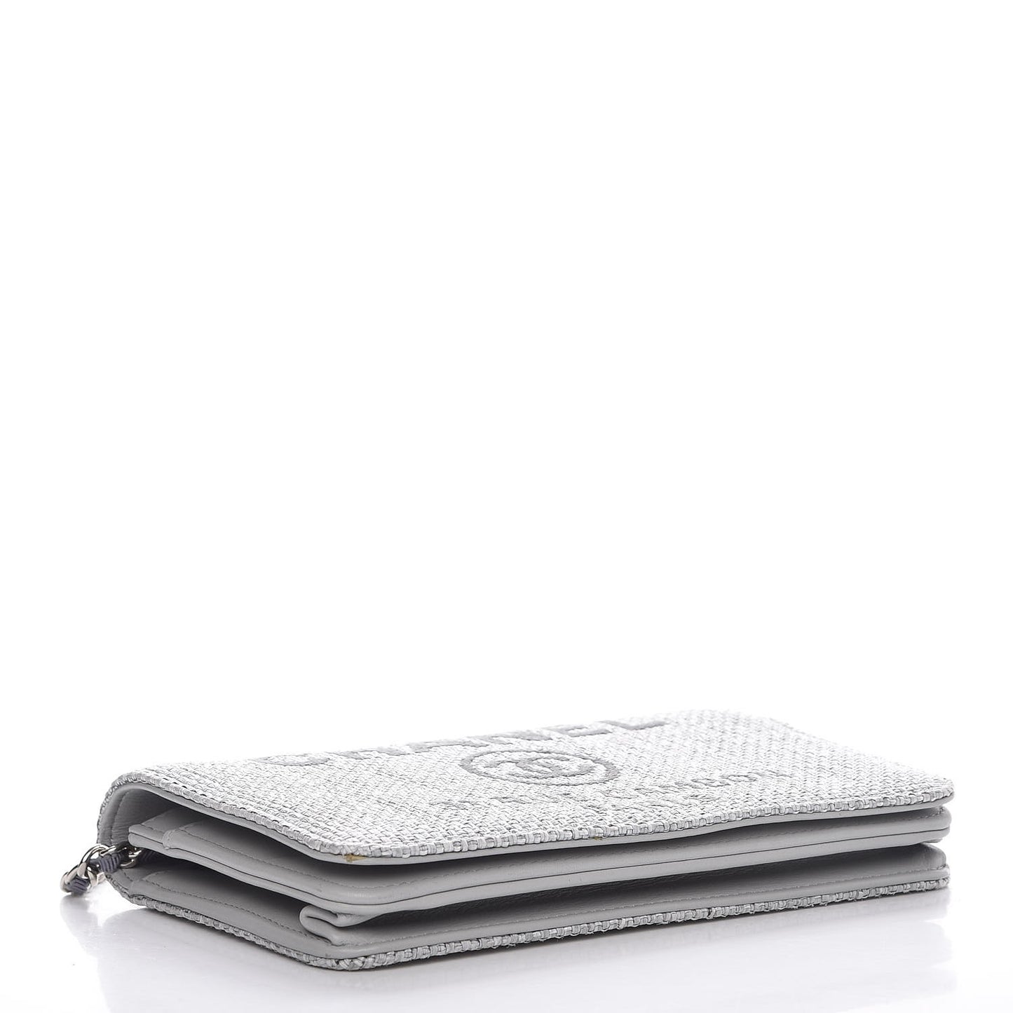 Woven Straw Raffia Deauville WOC Grey