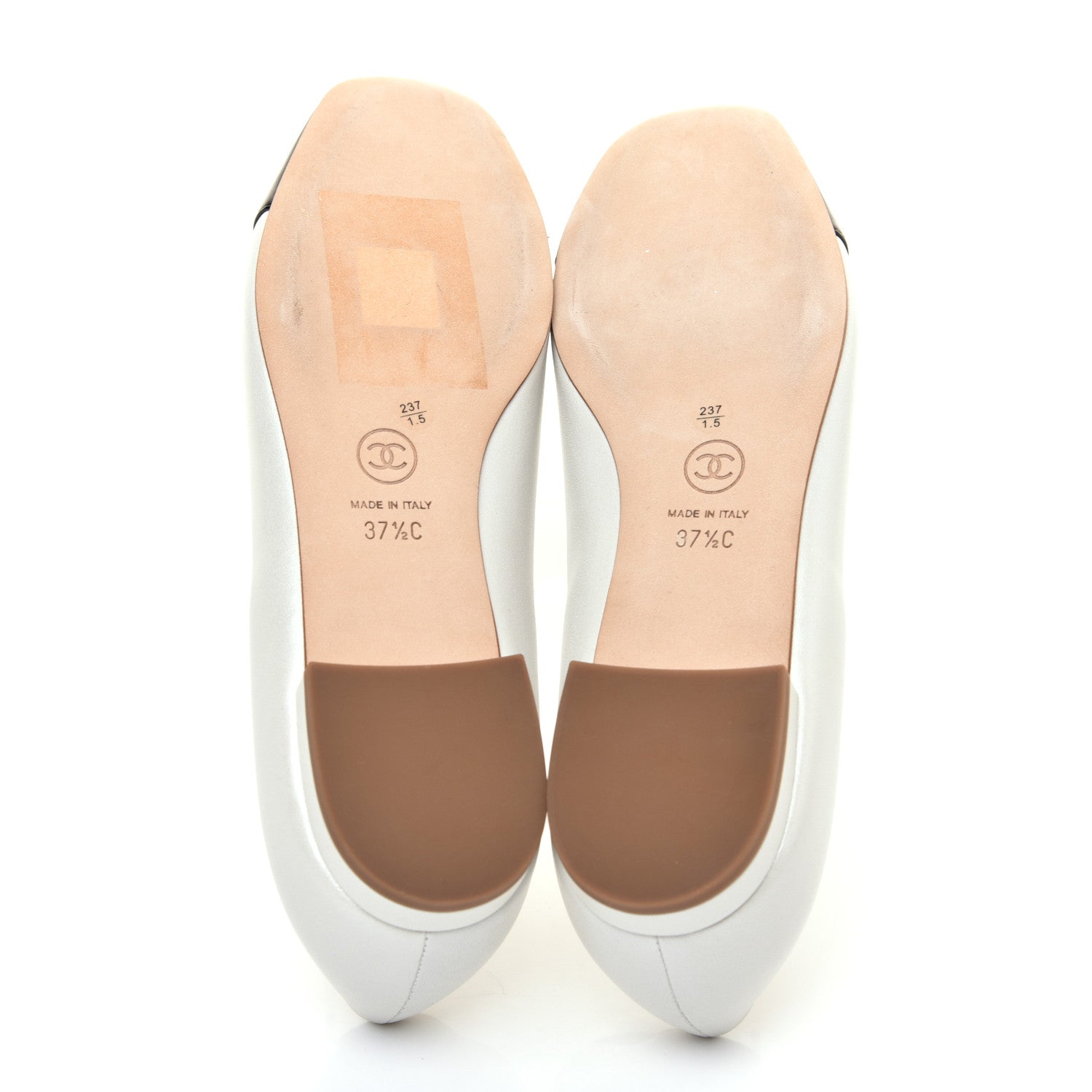 Chanel Lambskin Cap Toe CC Ballerina Flats 37.5 White Black 5 of 10