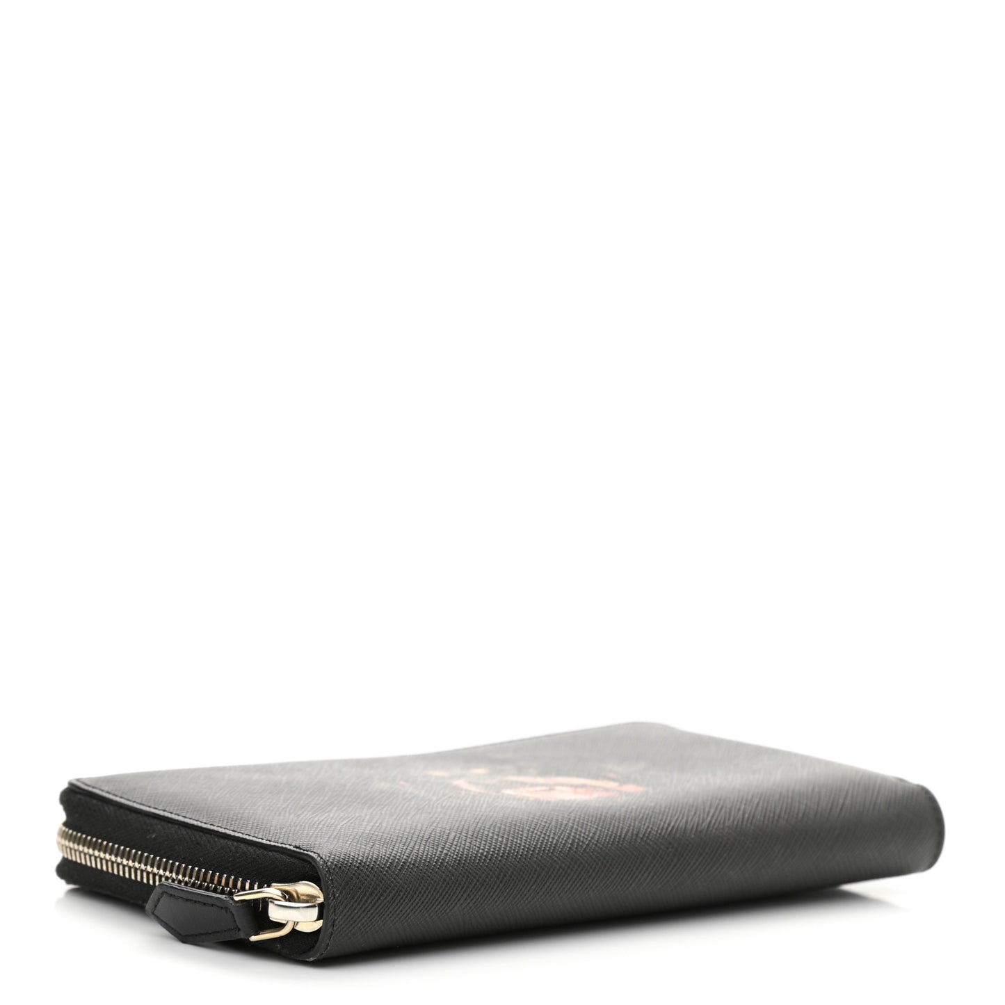 Textured Coated Canvas Rottweiler Print Zip Around Wallet Black