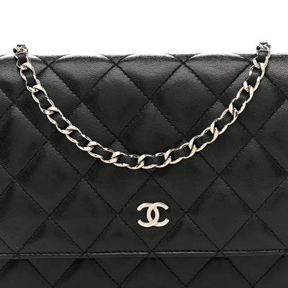 Chanel Lambskin Quilted Wallet On Chain WOC Black 8 of 13