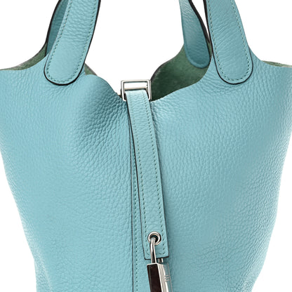 Hermes Taurillon Clemence Picotin Lock 18 PM Bleu Atoll 8 of 10