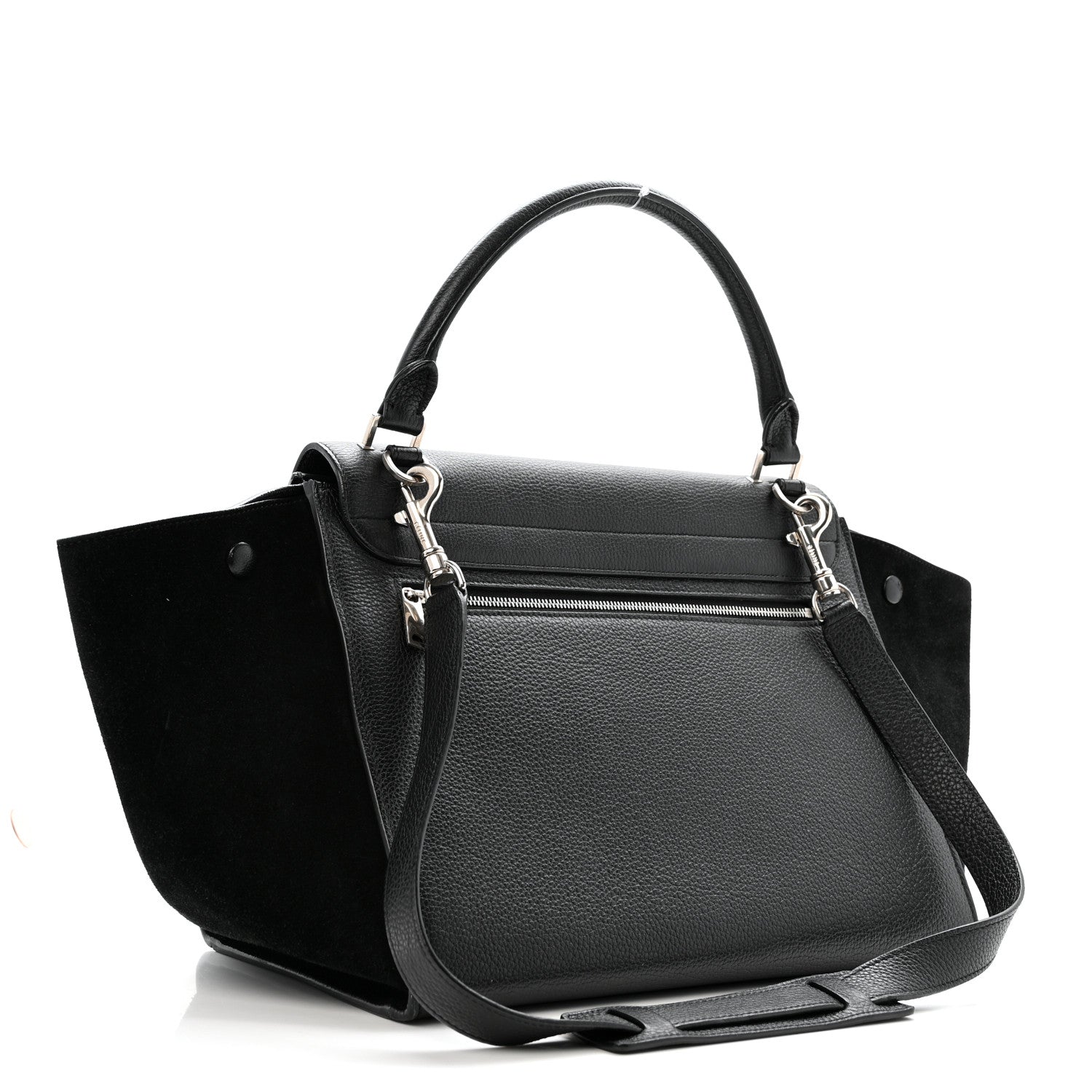 Celine Drummed Calfskin Suede Medium Trapeze Black 3 of 15