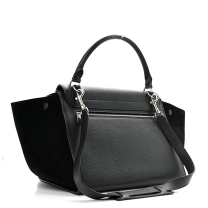 Celine Drummed Calfskin Suede Medium Trapeze Black 3 of 15