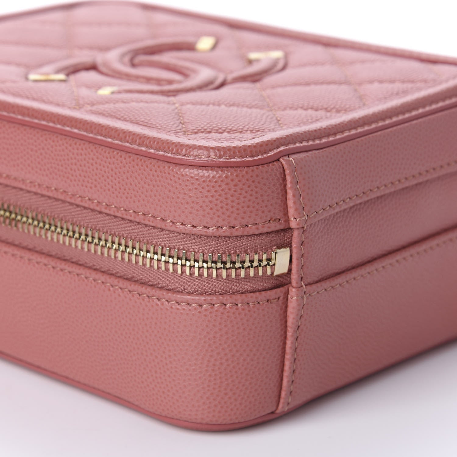 Chanel Caviar Quilted CC North South Filigree Vanity Case Pink 6 of 11