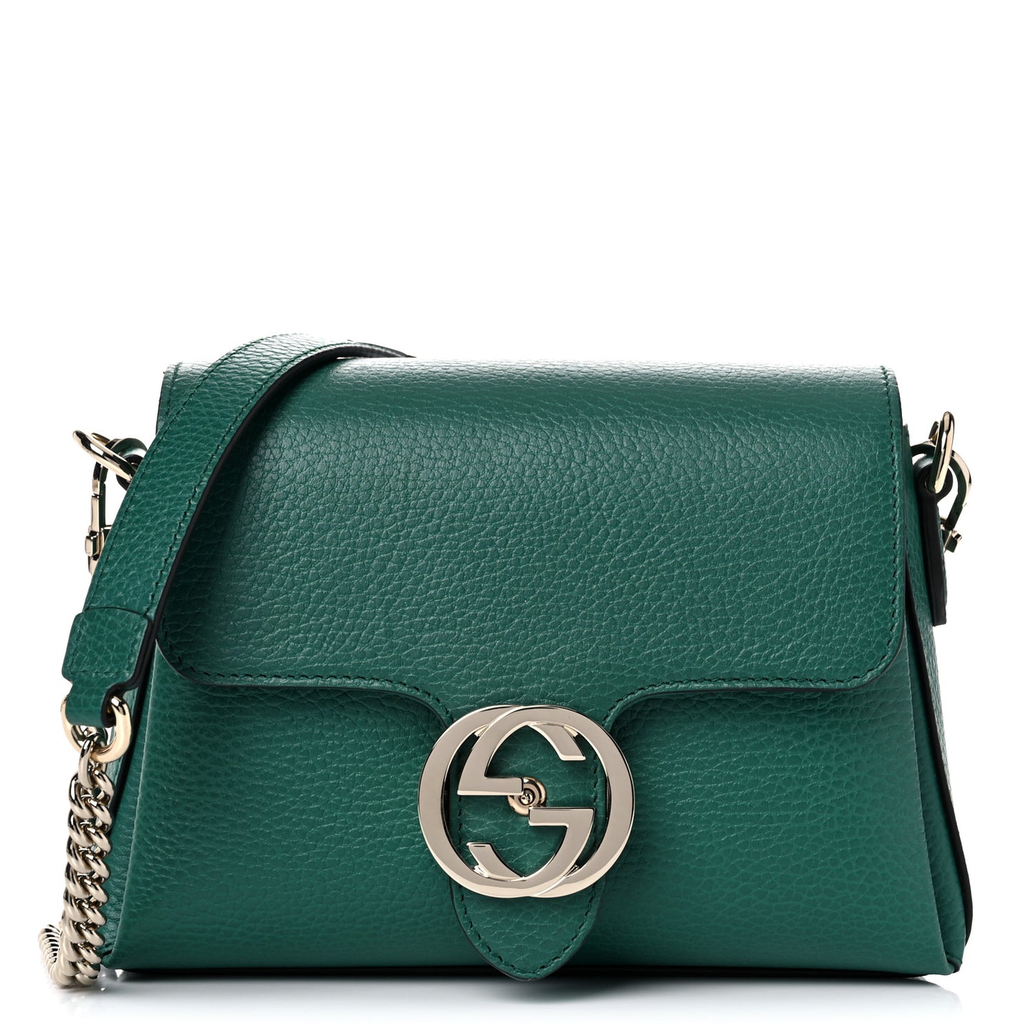 Dollar Calfskin Interlocking G Crossbody Bag Emerald