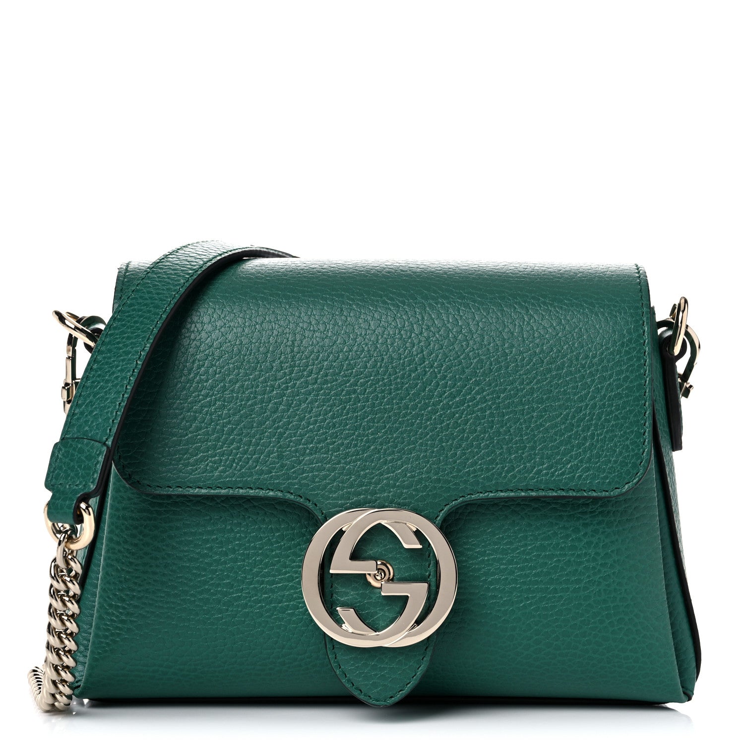 Gucci Dollar Calfskin Interlocking G Crossbody Bag Emerald 1 of 9