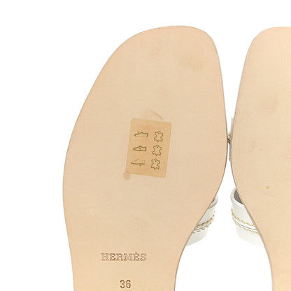 Hermes Calfskin Pique Oran Sandals 36 White 8 of 14