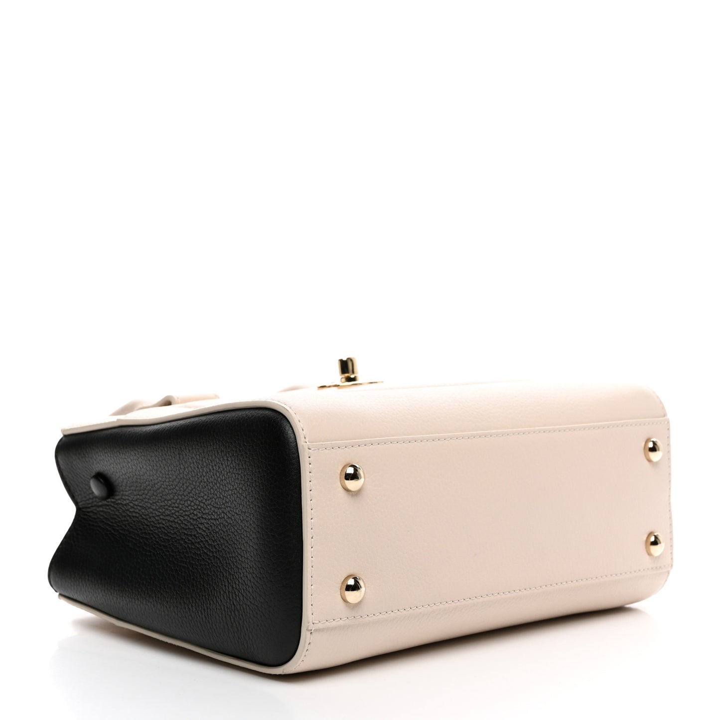 Grained Calfskin Mini Bi-Color Neo Executive Shopper Tote Beige Black