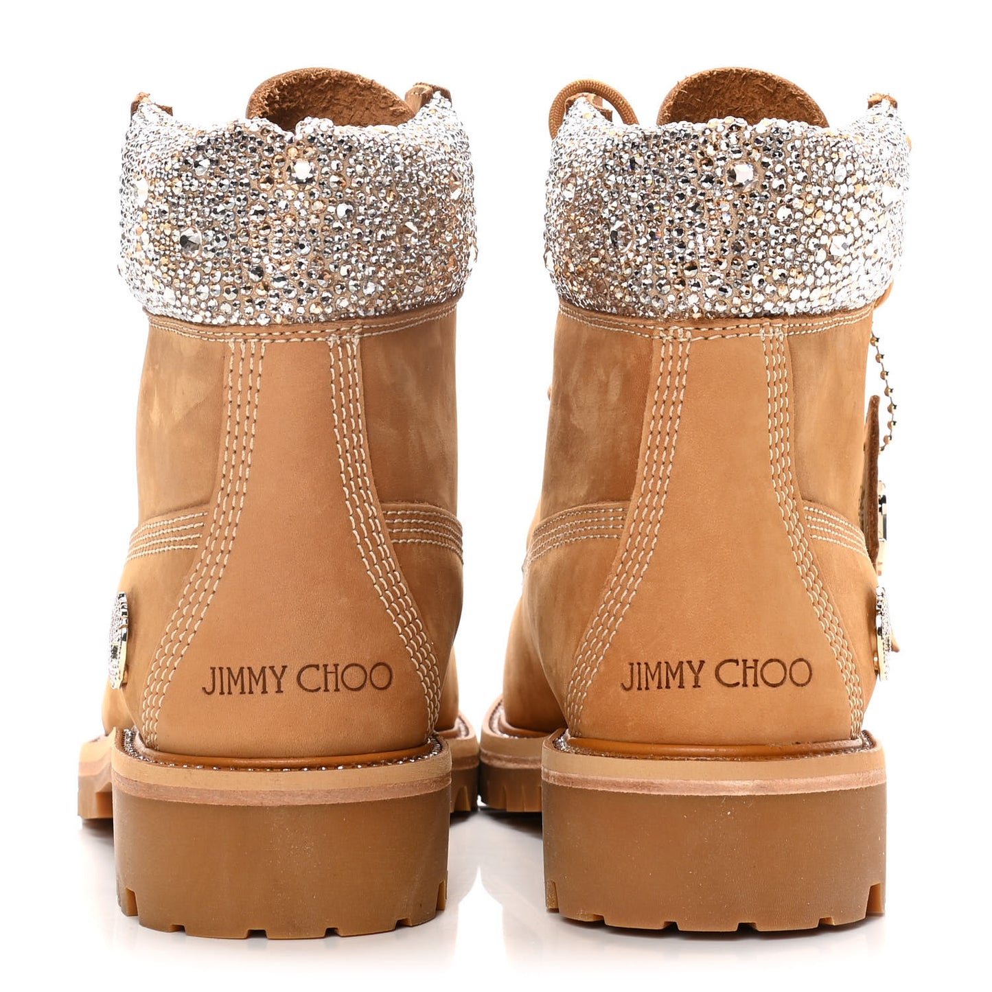 X TIMBERLAND Nubuck Swarovski Crystal Womens Ankle Boots 8 Wheat