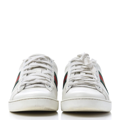 Gucci Calfskin Web Bee Embroidered Womens Ace Sneakers 38 White Green 2 of 25