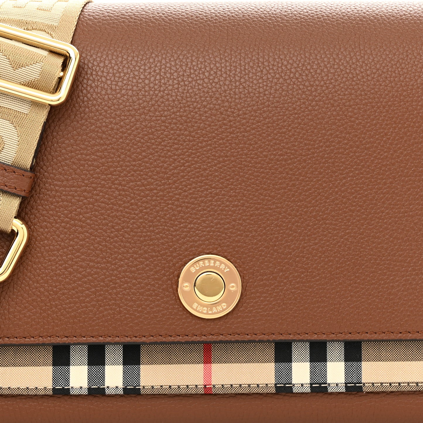 Calfskin Vintage Check Note Crossbody Bag Malt Brown