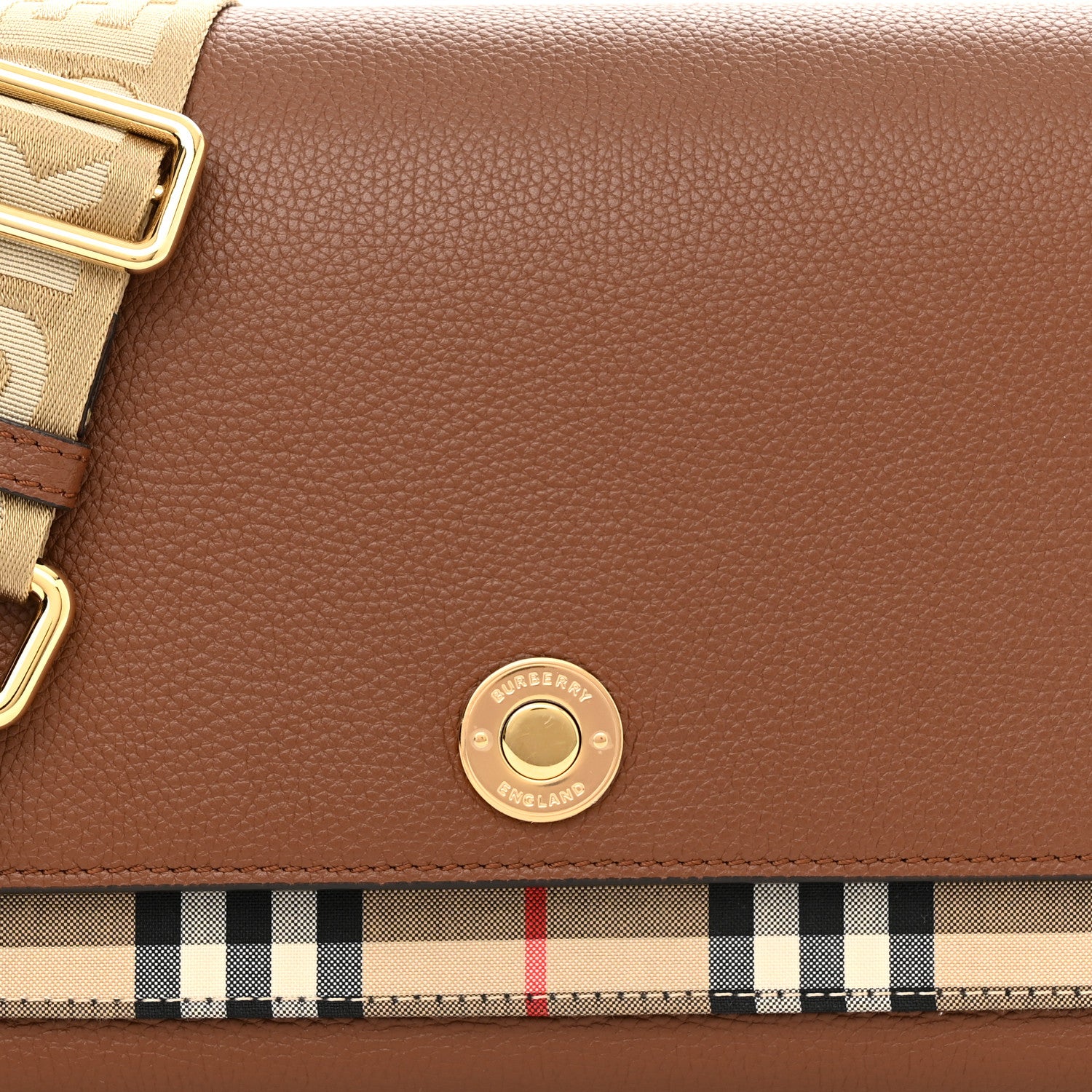 Burberry Calfskin Vintage Check Note Crossbody Bag Malt Brown 7 of 11