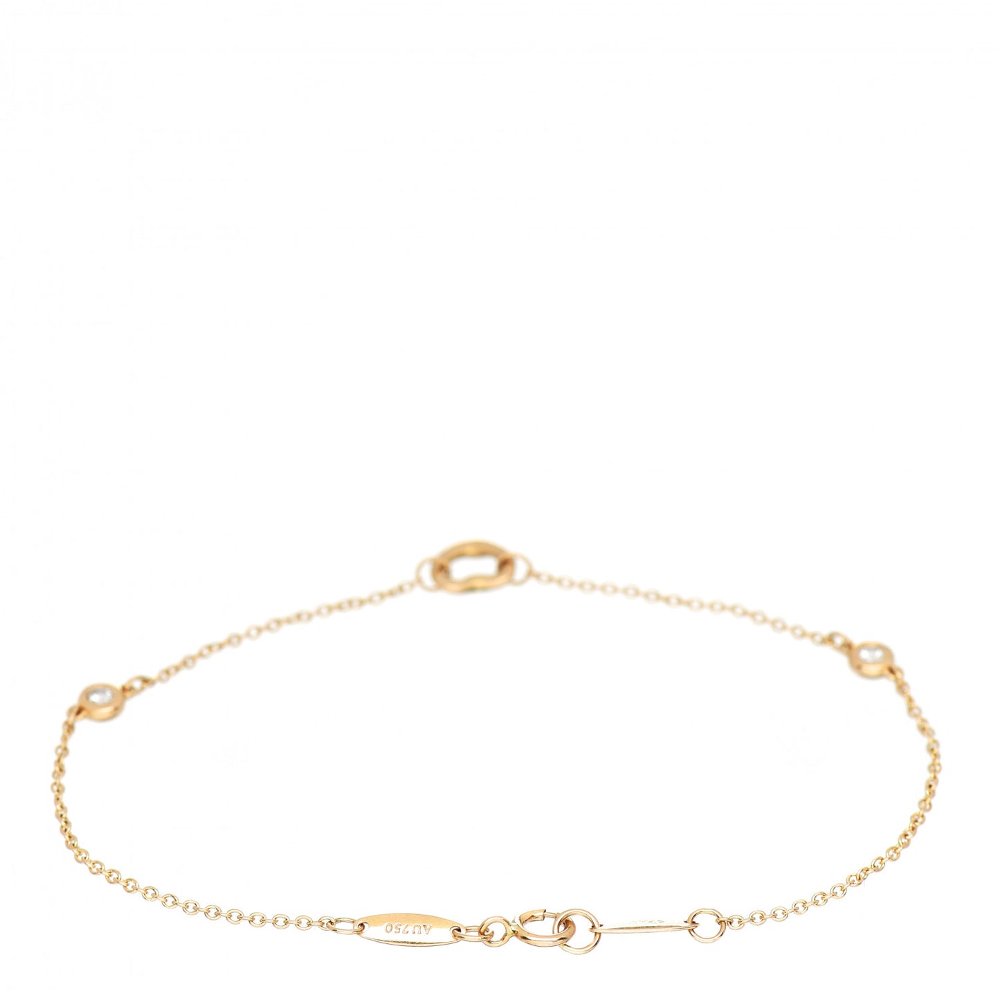 18K Rose Gold Diamond Elsa Peretti Diamonds by the Yard Open Heart Bracelet