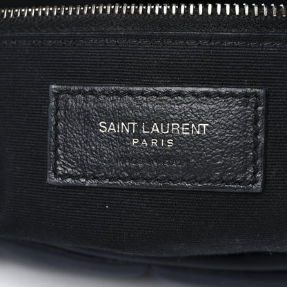 Saint Laurent Lambskin Quilted Medium Loulou Puffer Monogram Chain Satchel Navy 7 of 14