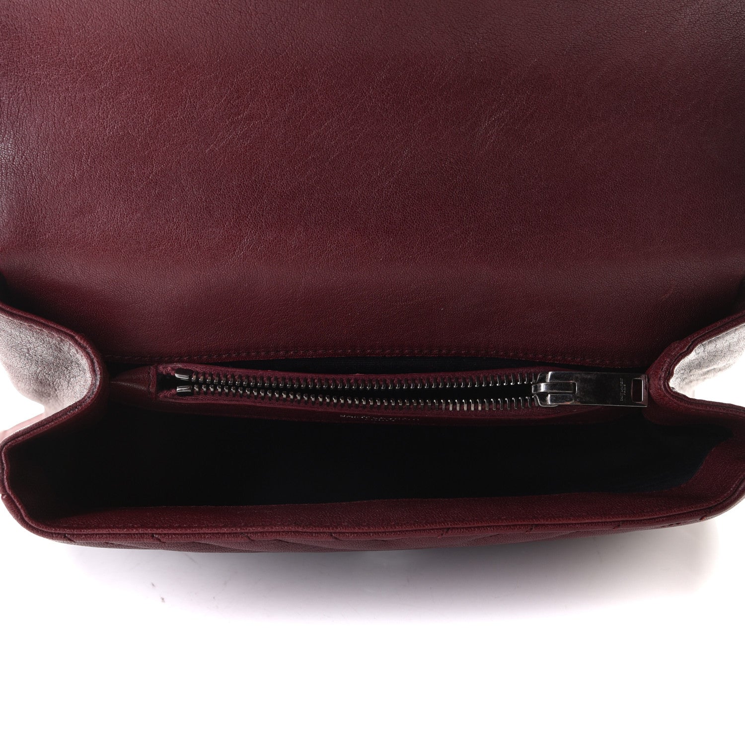 Saint Laurent Sheepskin Matelasse Chevron Monogram Medium College Bag Rouge Legion 8 of 10