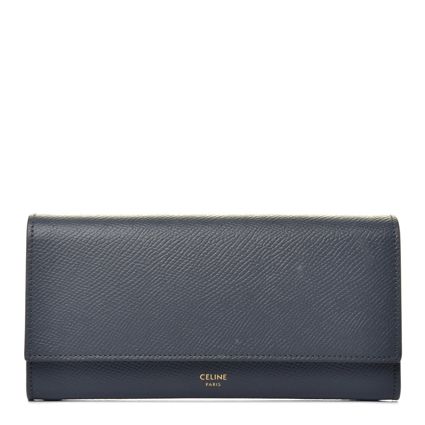 Grained Calfskin Large Flap Wallet Grey
