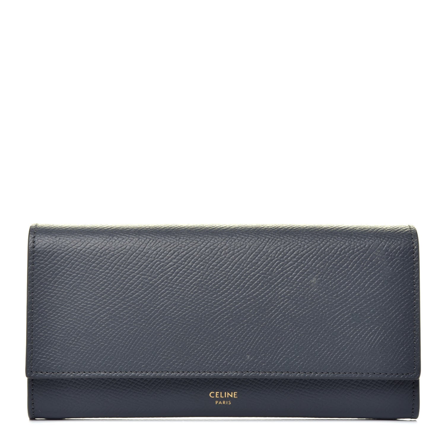 Celine Grained Calfskin Large Flap Wallet Grey 1 of 8
