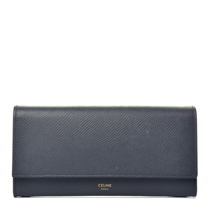 Celine Grained Calfskin Large Flap Wallet Grey 1 of 8
