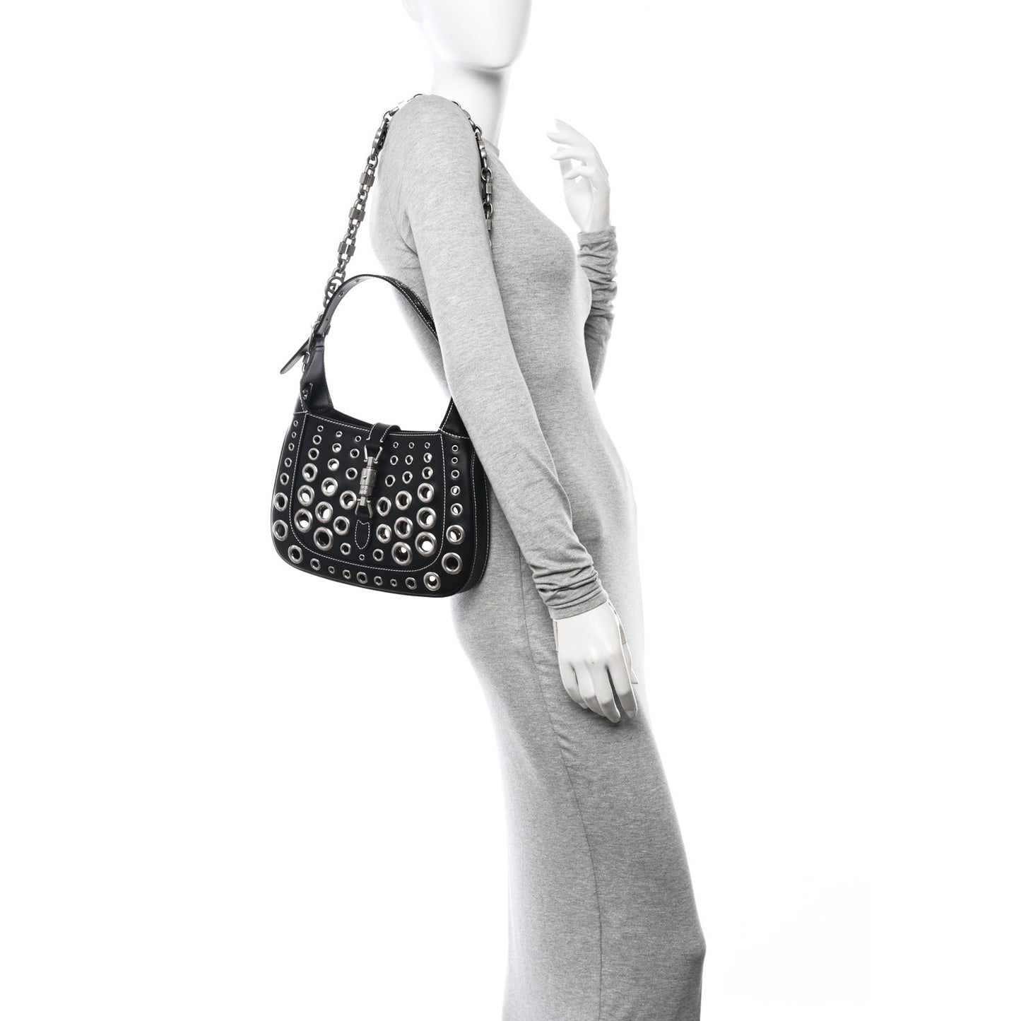 Calfskin Ha Ha Ha Jackie 1961 Eyelet Hobo Black