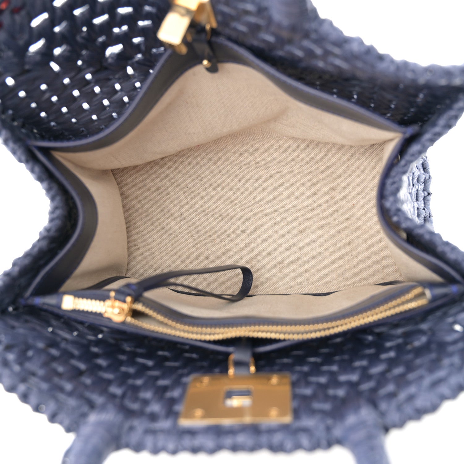 Salvatore Ferragamo Raffia Medium The Studio Box Bag Midnight 6 of 12