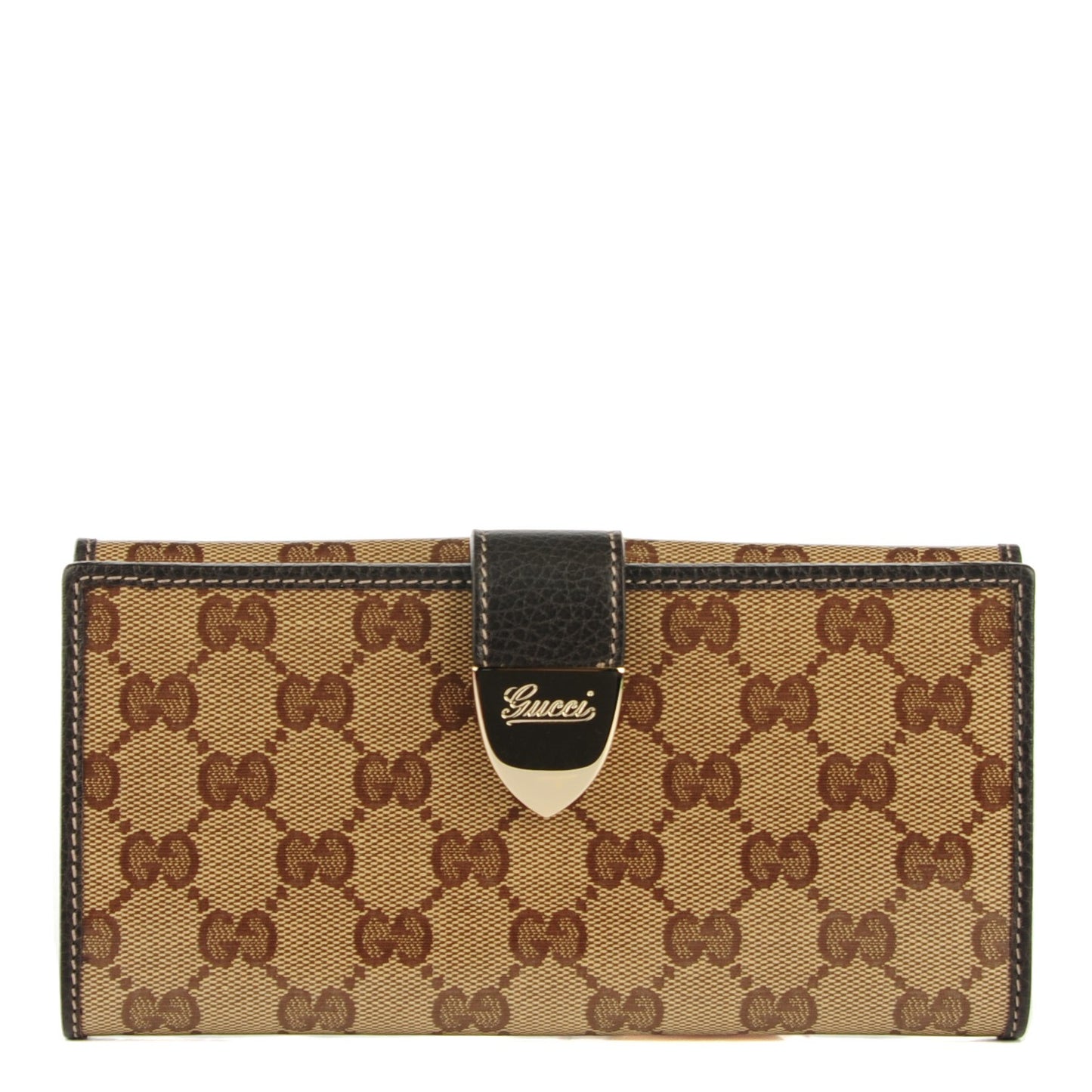 Crystal Monogram Dollar Calfskin Continental Wallet Beige Ebony Testa di Moro