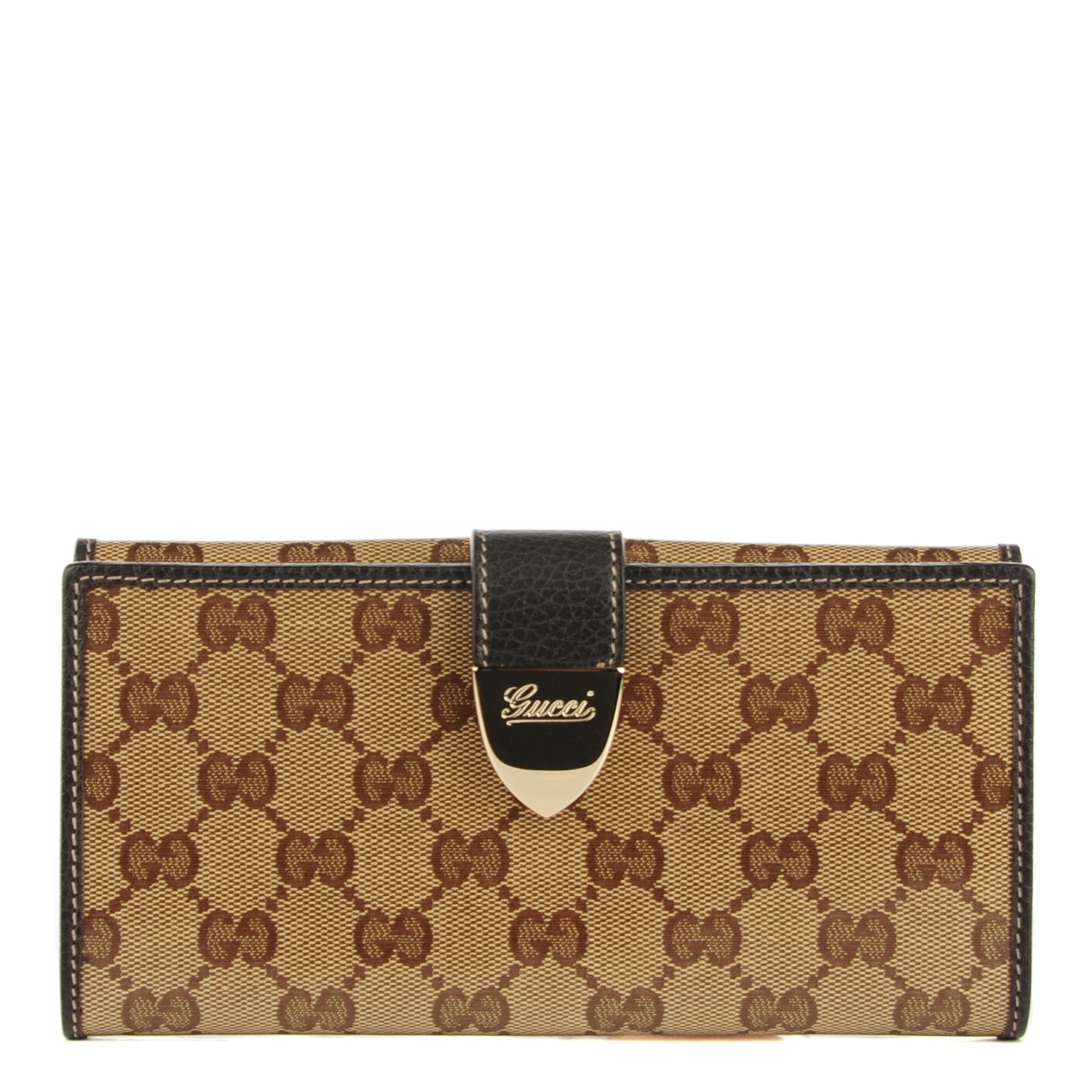 Gucci Crystal Monogram Dollar Calfskin Continental Wallet Beige Ebony Testa di Moro 1 of 7