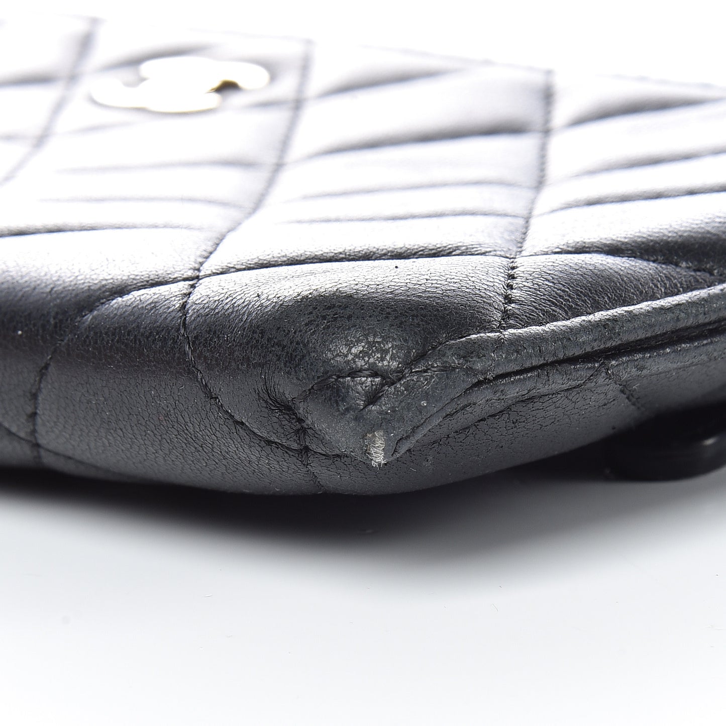 Lambskin Quilted Zip Pouch Black