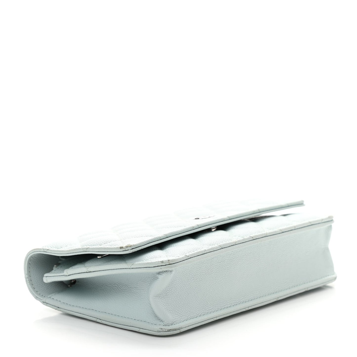 Caviar Quilted Wallet On Chain WOC Light Blue