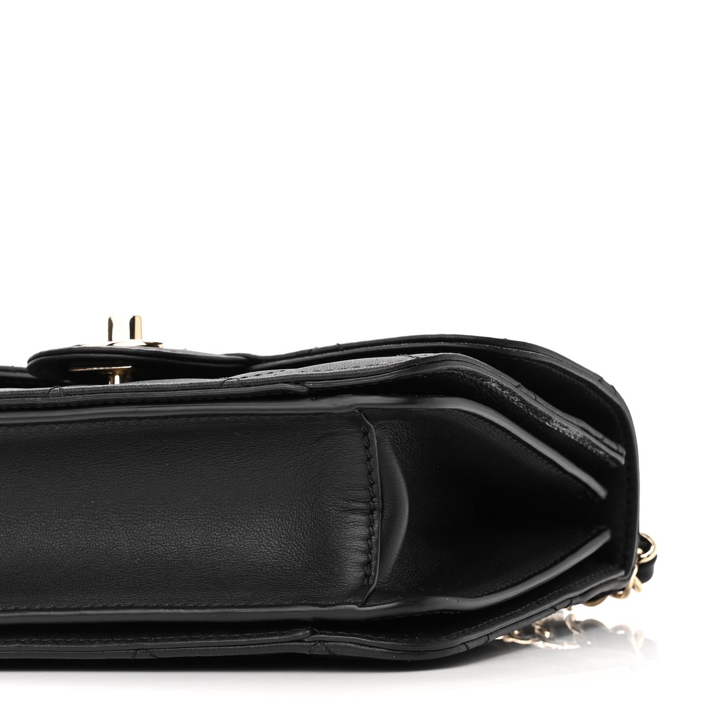 Calfskin Quilted Small Top Handle Flap Black