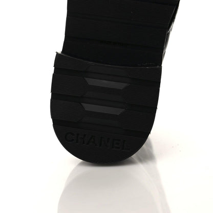 Chanel Shiny Calfskin Quilted Lace Up Combat Boots 38 Black 5 of 8