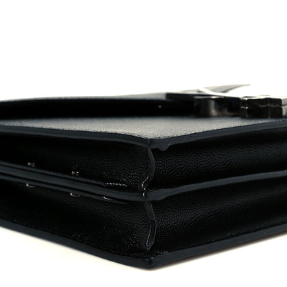 Saint Laurent Grain De Poudre Monogram Cassandra Clasp Bag Black 10 of 12