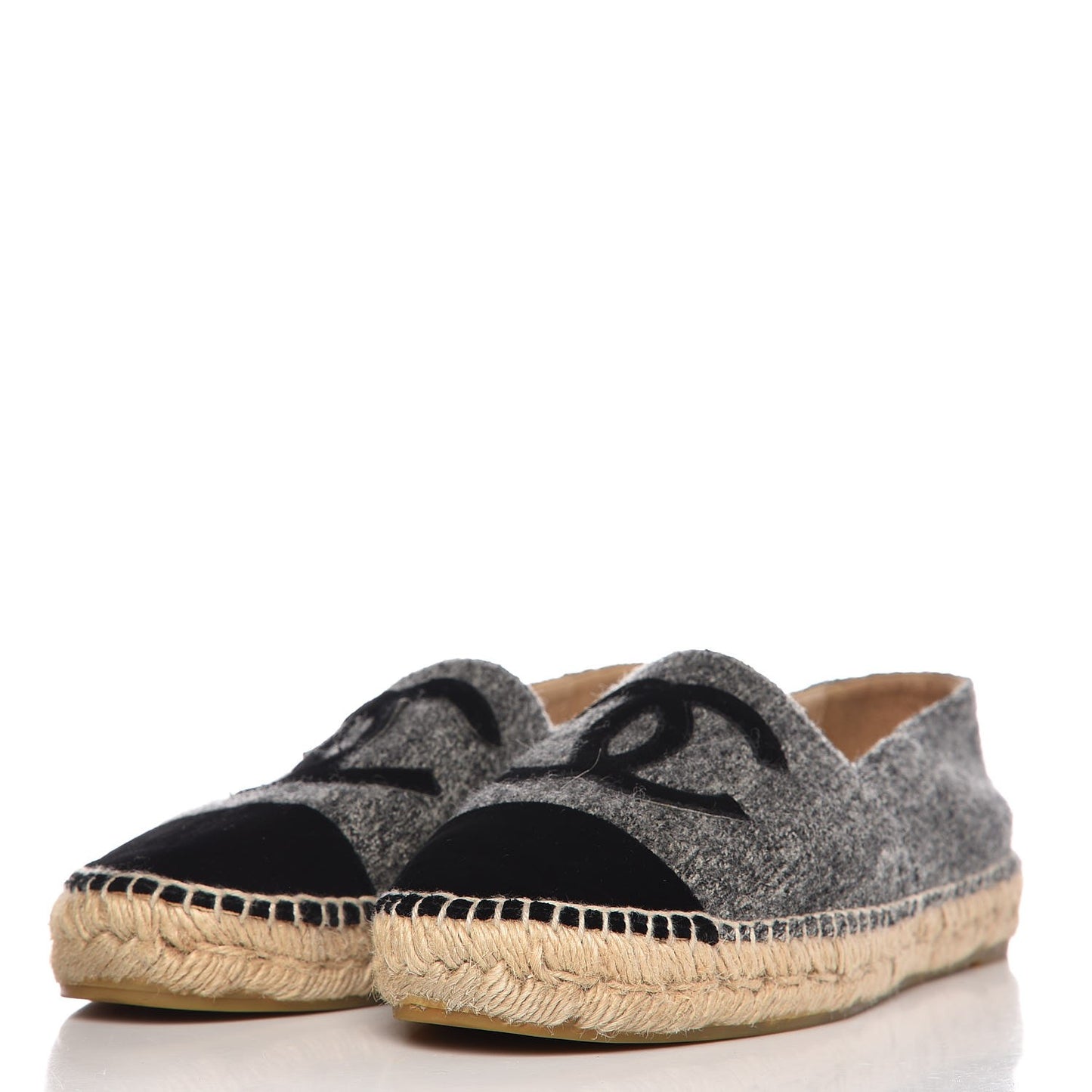 Tweed Velvet CC Espadrilles 41 Grey Black