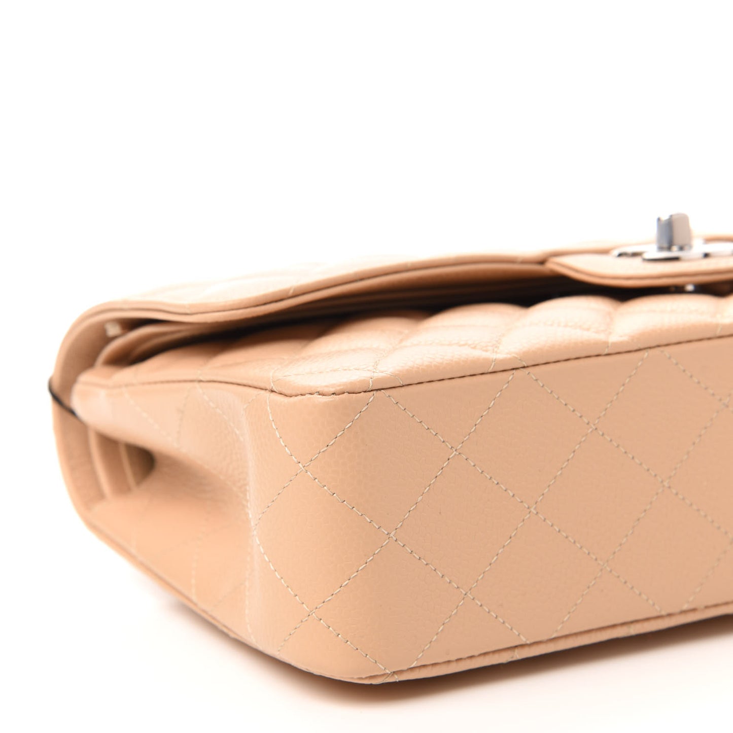 Caviar Quilted Medium Double Flap Beige Clair